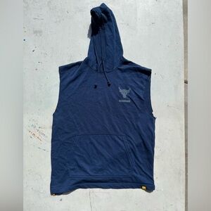 Men's Under Armour x Project Rock Hoodie Blue L Bull Gym Activewear Weight Fit